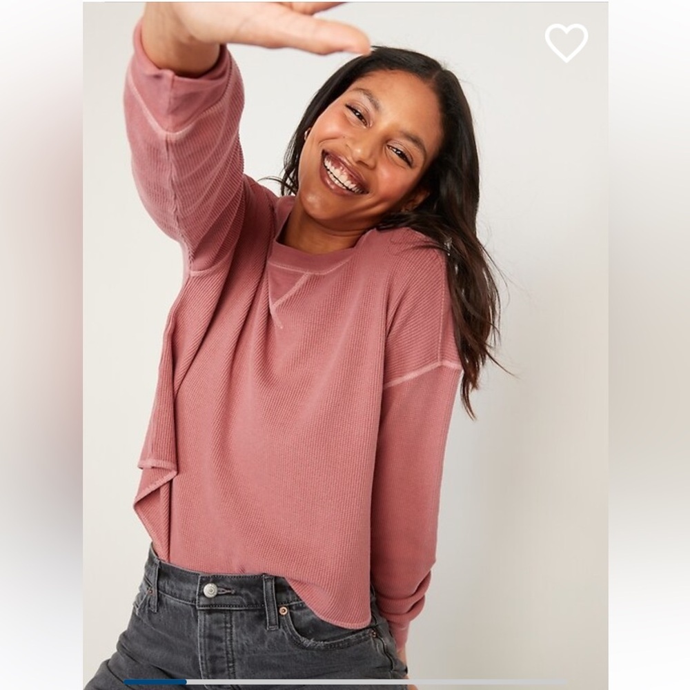 Old navy Long-Sleeve Loose Cropped Waffle-Knit Easy T-Shirt
